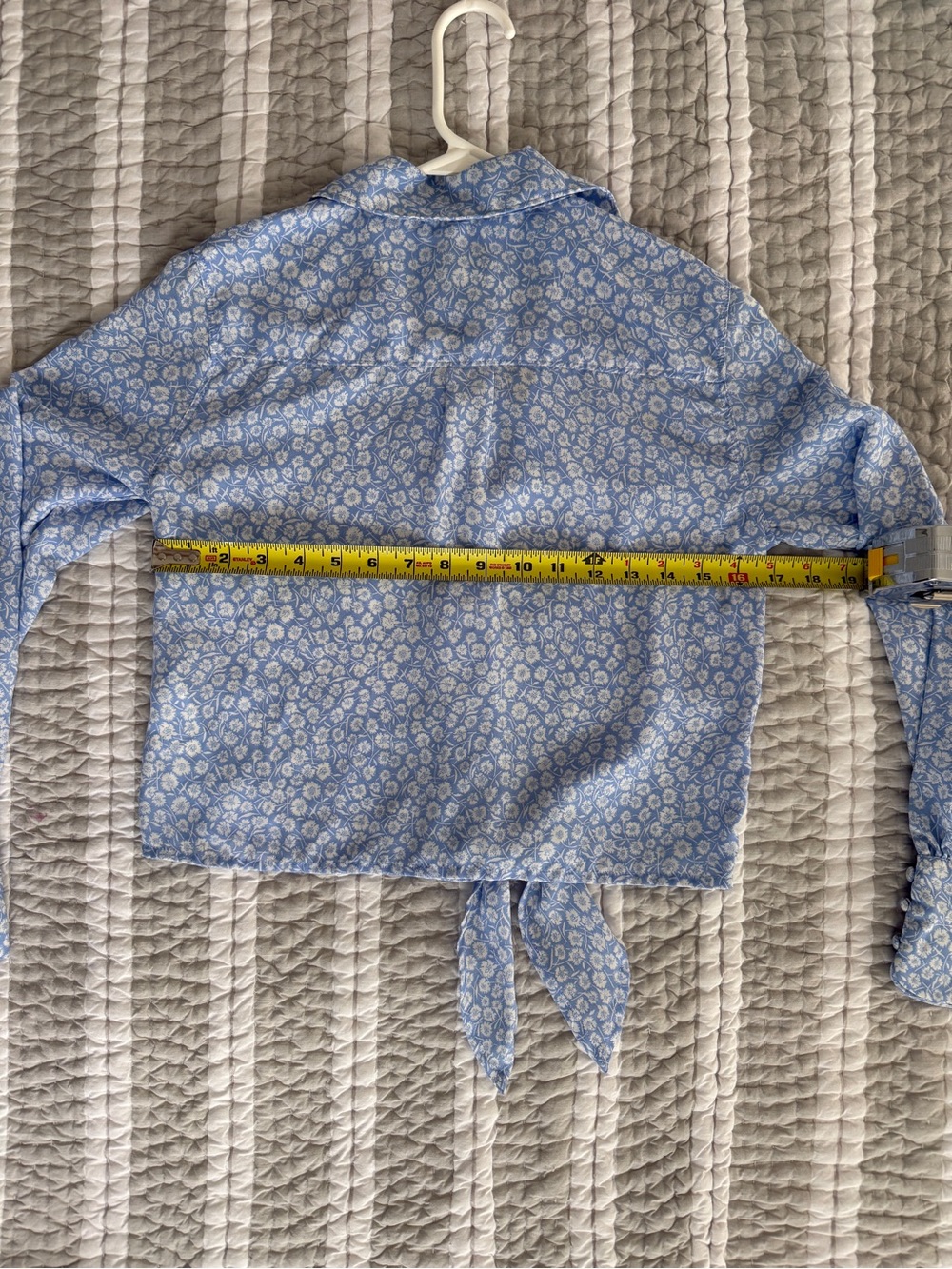 Abercrombie & Fitch Light Blue Floral Tie-Front Blouse, Size XS - Picture 6 of 8